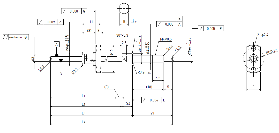Ball screw technical drawing