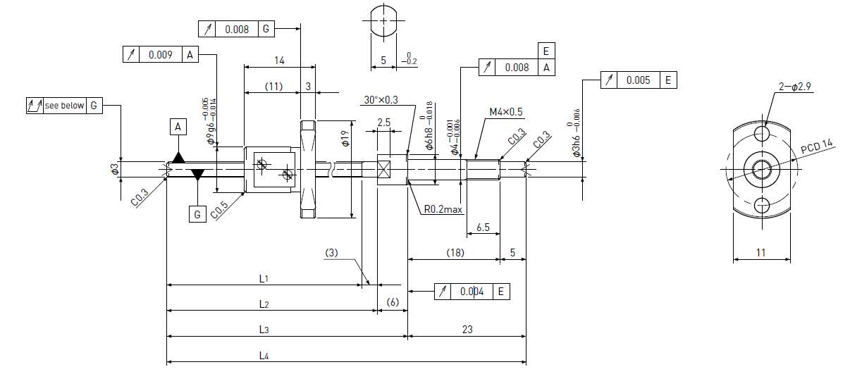 Ball screw technical drawing