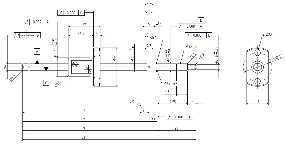 Ball screw technical drawing