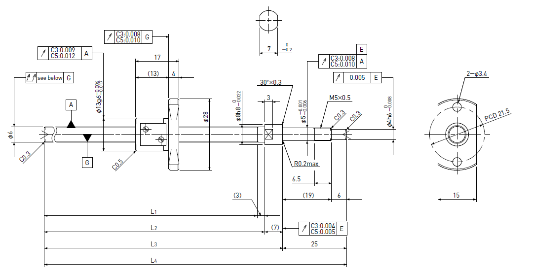 Ball screw technical drawing