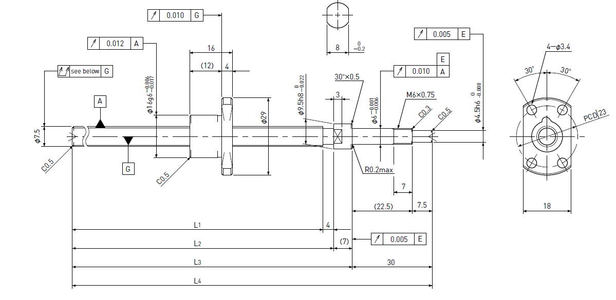Ball screw technical drawing