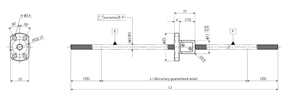 Ball screw technical drawing