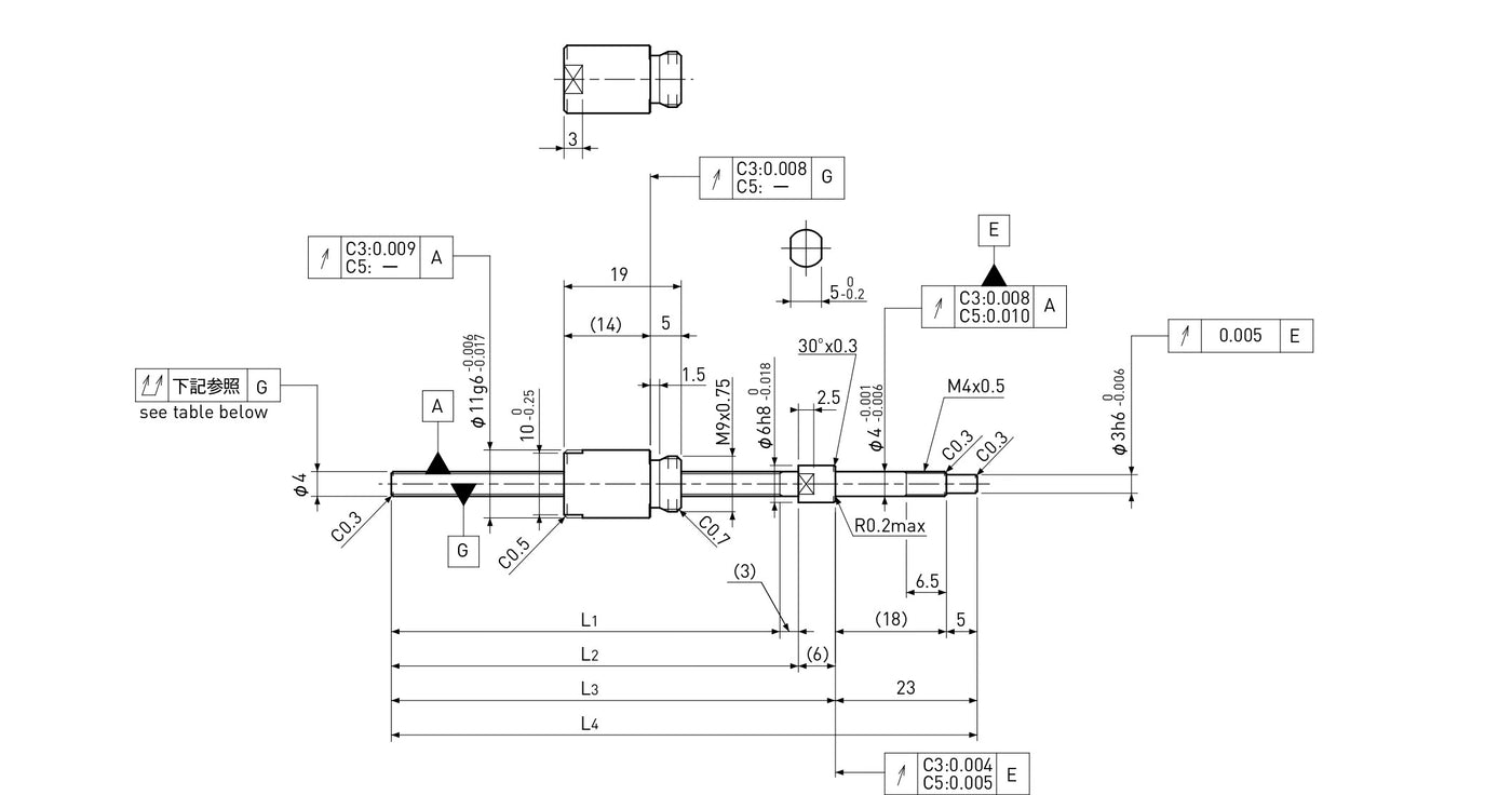 Ball screw technical drawing