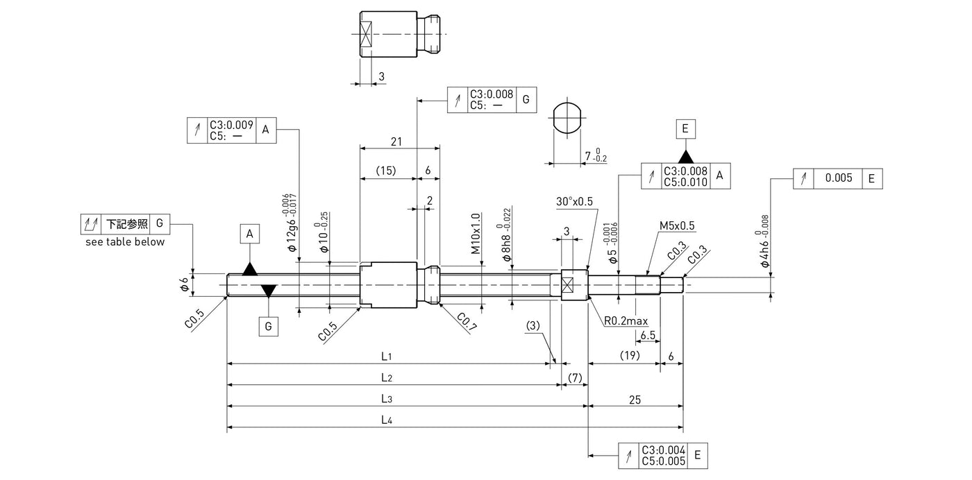 Ball screw technical drawing