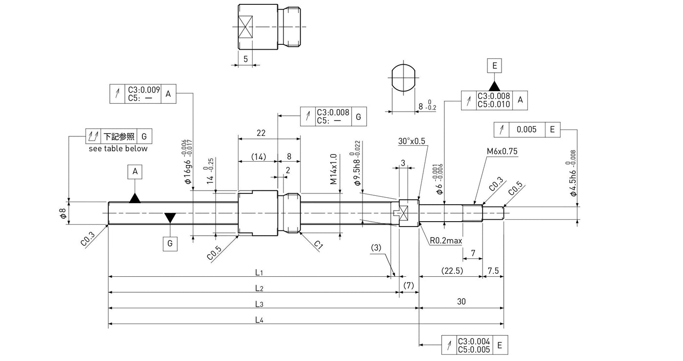 Ball screw technical drawing