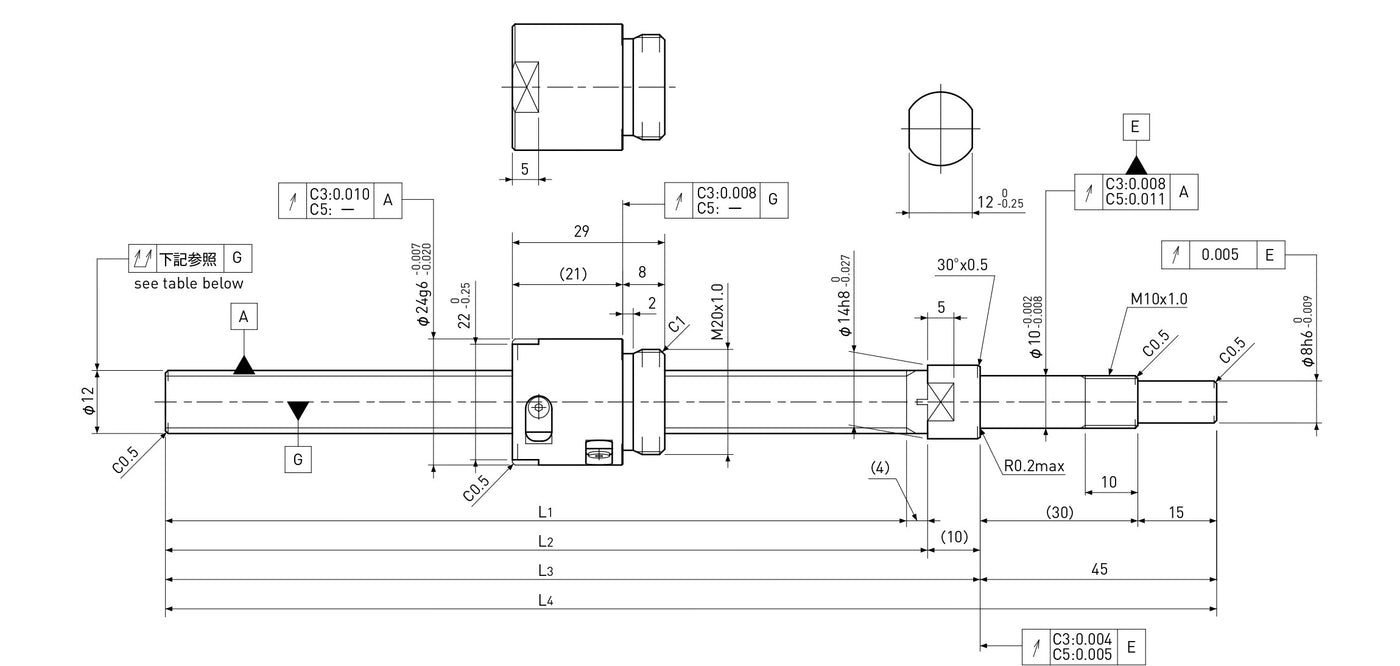 Ball screw technical drawing