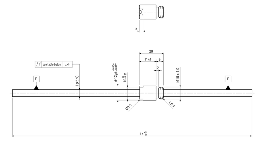 Ball screw technical drawing