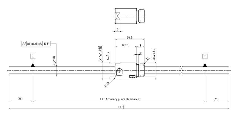 Ball screw technical drawing