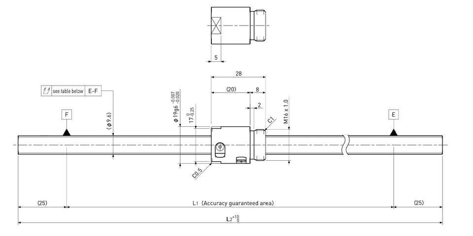 Ball screw technical drawing