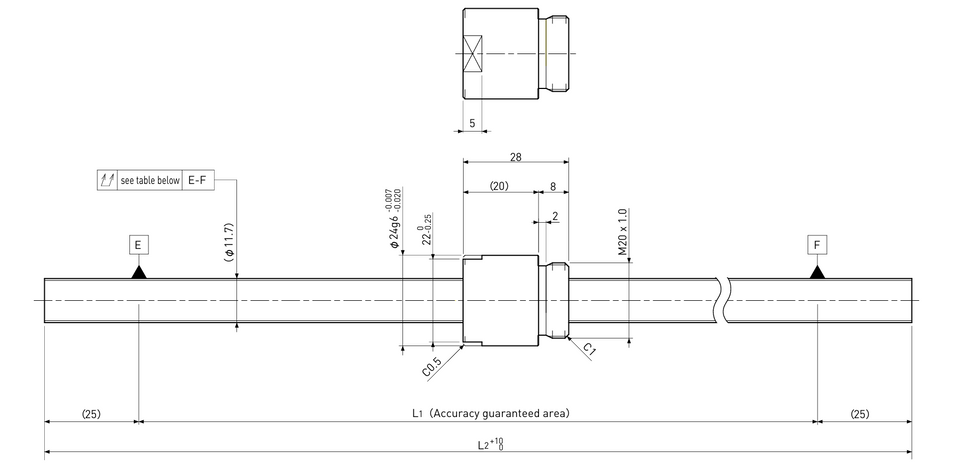 Ball screw technical drawing