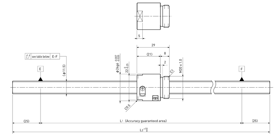 Ball screw technical drawing
