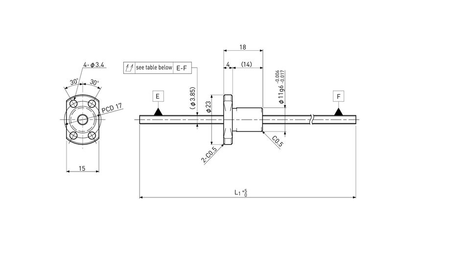 Ball screw technical drawing