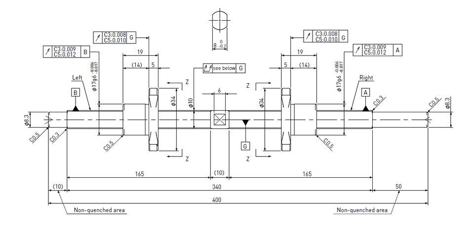 Ball screw technical drawing