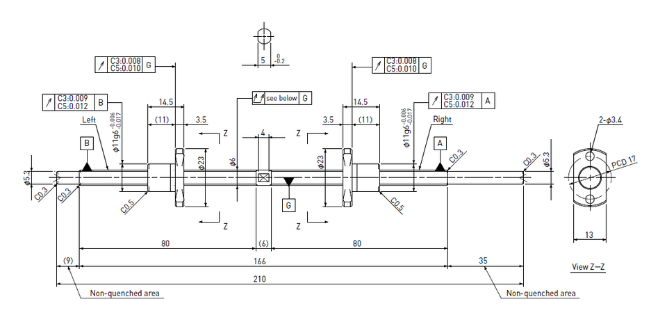 Ball screw technical drawing
