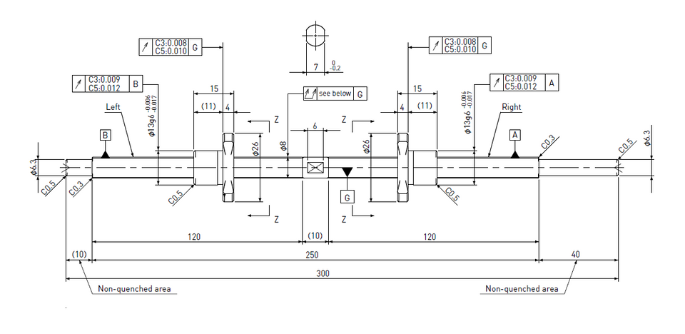 Ball screw technical drawing