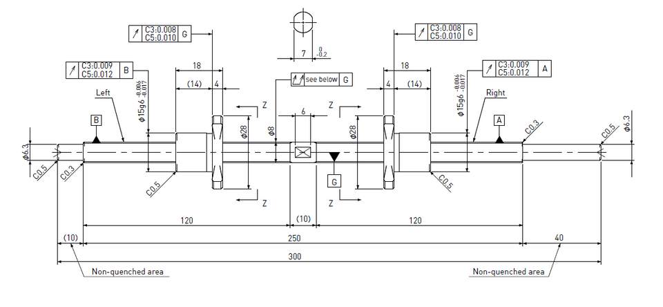 Ball screw technical drawing