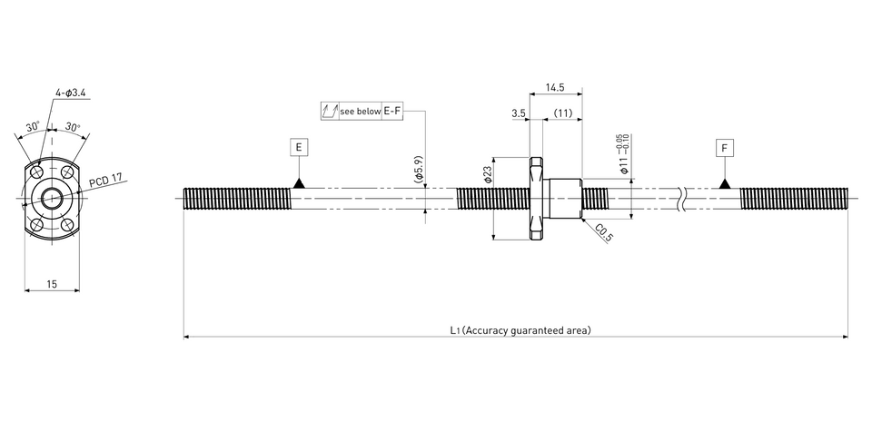 Ball screw technical drawing