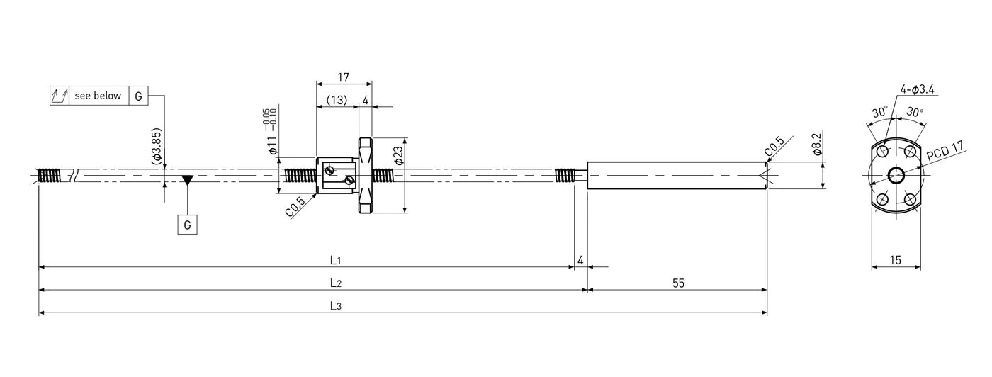 Ball screw technical drawing