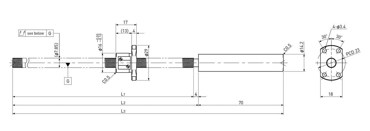 Ball screw technical drawing