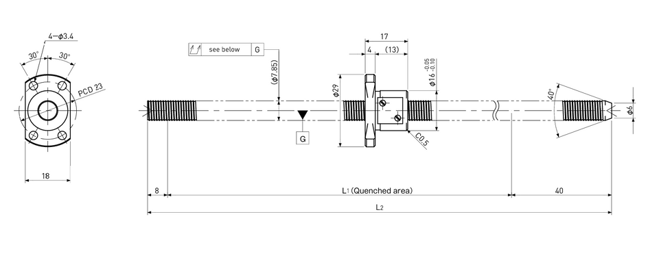 Ball screw technical drawing