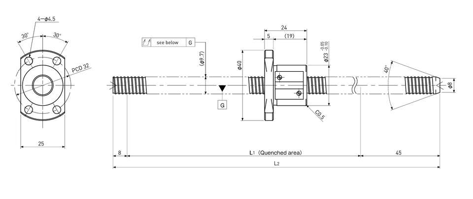 Ball screw technical drawing